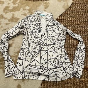 Geometric White & Grey Dry-Fit Pullover